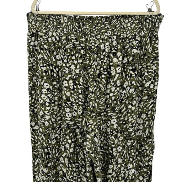 Liverpool Animal Print Olive Green Pull On Crop Wide Leg Pants Womens 2X - Picture 6 of 11